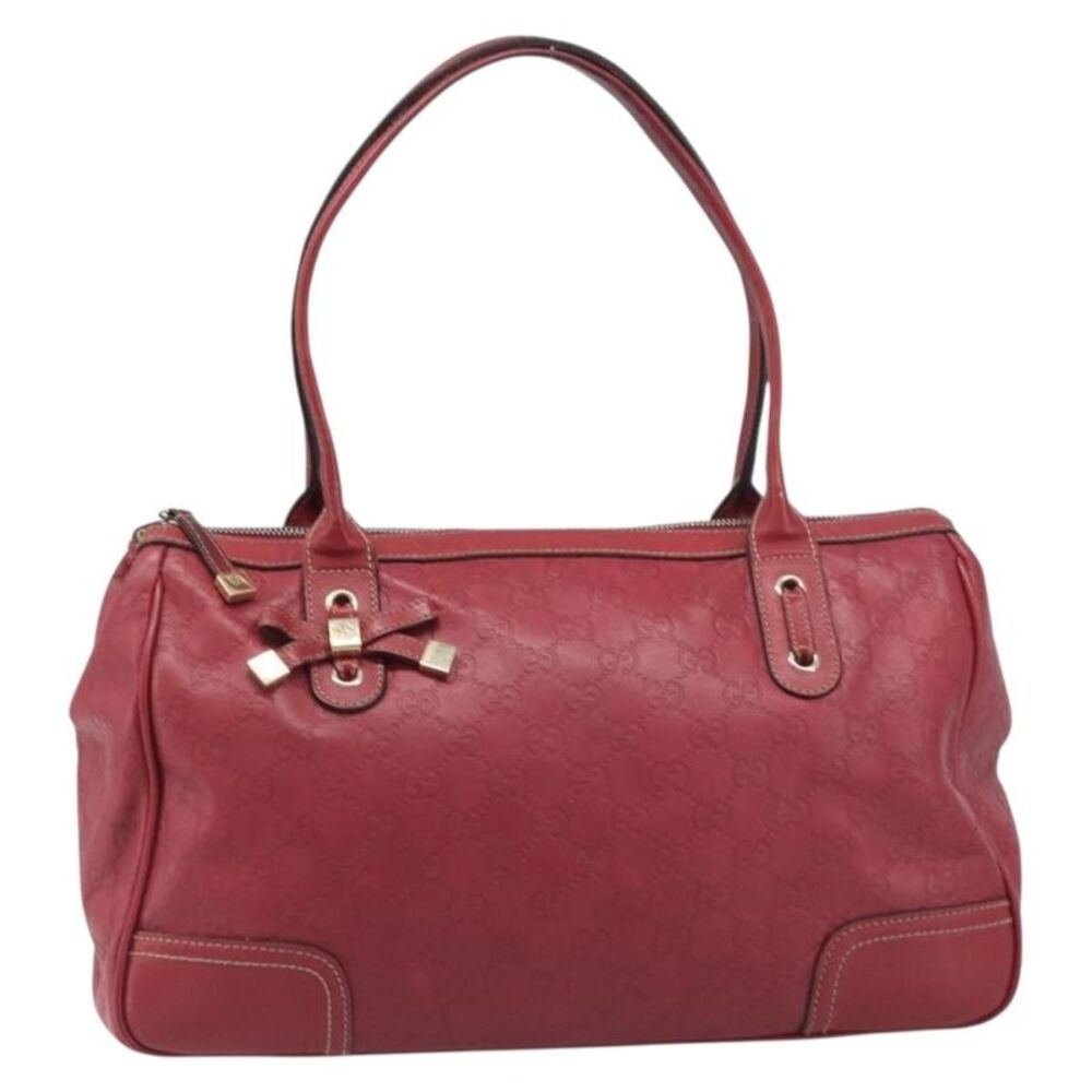 Gucci Princy Boston Guccissima Leather Red Leather Handbag